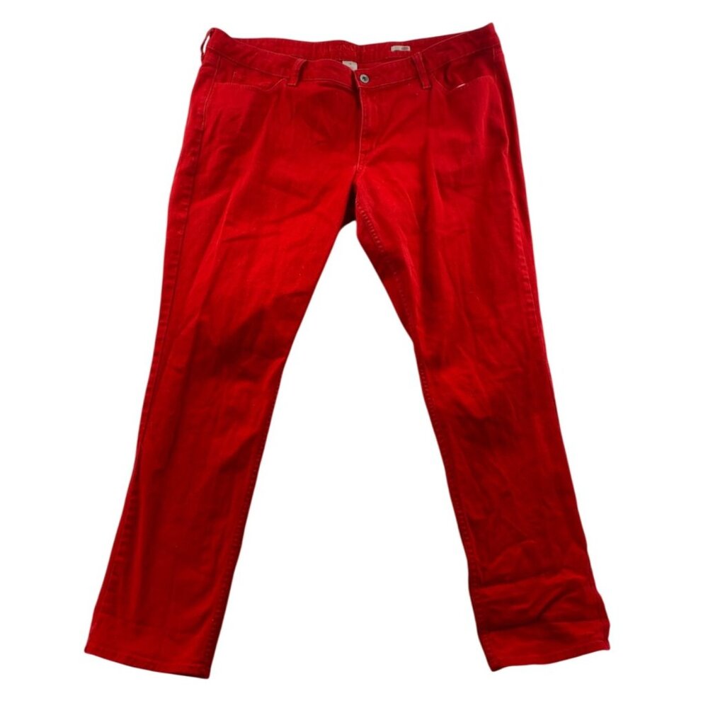 Arizona Jeans Women Pants Size 19 Red Twill Super Skinny Ankle Cotton Stretch
